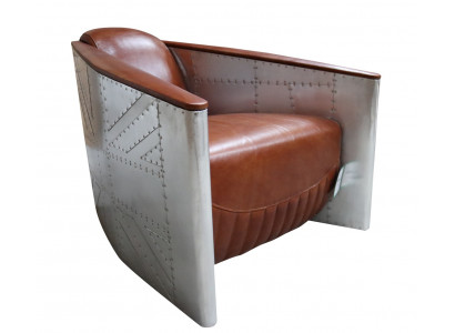 Sofa křeslo skutečný kůže pohovka klub Lounge Aviator Vintage Hliníkový letadlo Retro