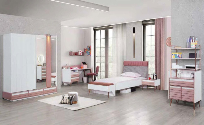 Jugendzimmer Kinderzimmer komplett Set Jugendbett Schreibtisch Schrank Möbel