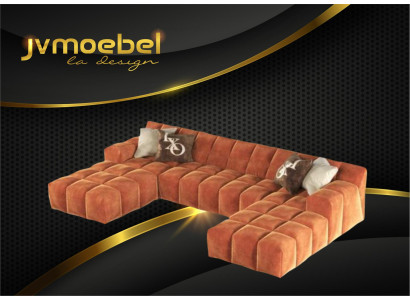 Design Chesterfield Samt Modernes Ecksofa U-Form Wohnlandschaft Polsterecke Neu  Design Chesterfield Samt Moderní U-foamová pohovka Záleží na životním prostředí. Nový