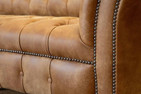 Pohovka 4místná Chesterfield, čalouněná designově luxusní dřevěná nová