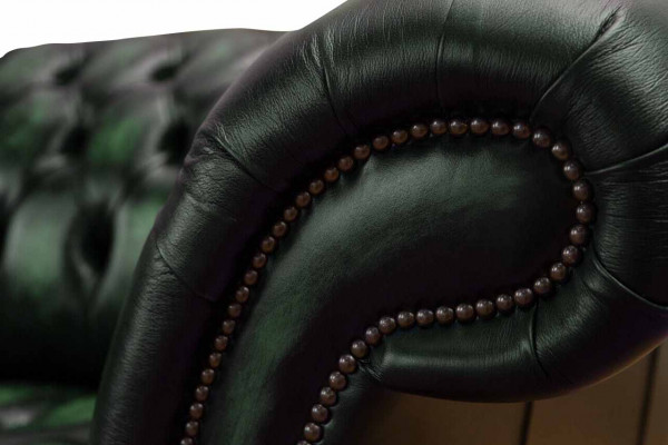 Chesterfield pohovka pohovka polštář 3místná kožená pohovka Sedačky Zelená Nová