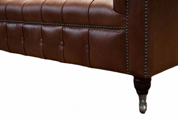 Chesterfield Sofa Tří-místný Vintage Pohovky velký xxl Hnědý Textil Kůže