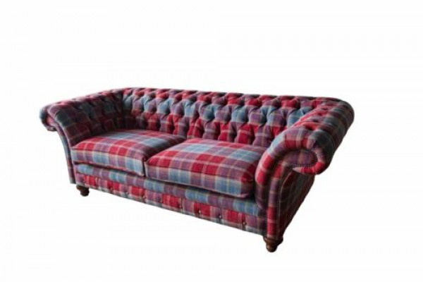 Chesterfield Modern 3 místa Designer Sofa Luxus Polster Couch Látka Textil Nový