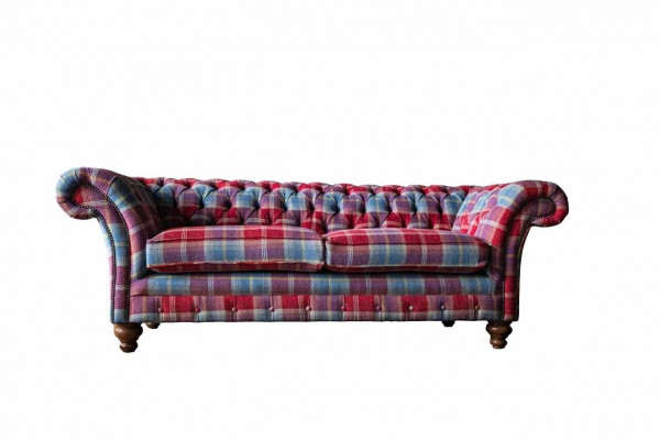 Chesterfield Modern 3 místa Designer Sofa Luxus Polster Couch Látka Textil Nový