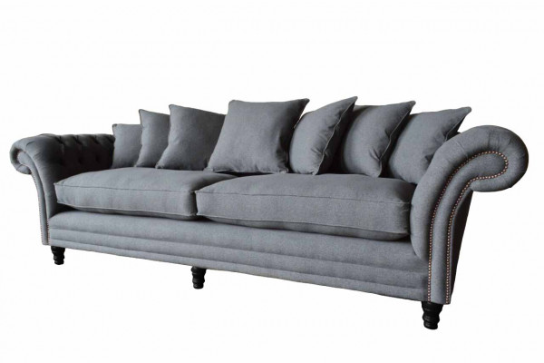 Chesterfield pohovka čalouněná sedací soupravy klasické pohovky 4 sedačky šedé