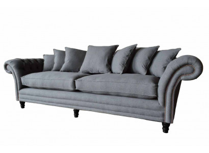 Chesterfield pohovka čalouněná sedací soupravy klasické pohovky 4 sedačky šedé