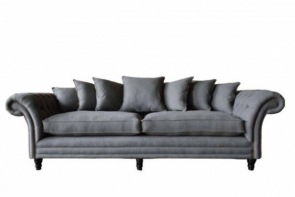 Chesterfield pohovka čalouněná sedací soupravy klasické pohovky 4 sedačky šedé
