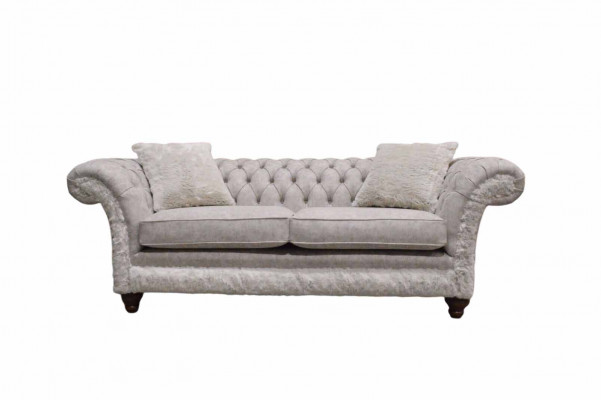 Moderní třímístná designová látková pohovka Chesterfield Beige do obývacího pokoje