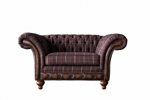 Chesterfield 1-sedačka Polštář Sedadlo Textilie Kůže Pohovka Luxusní pohovka