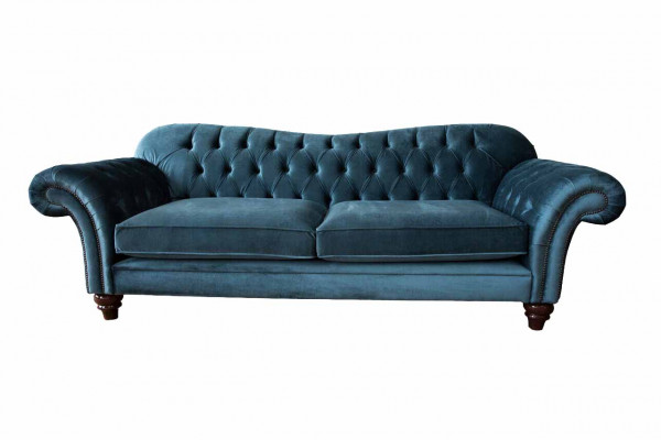 Turecká pohovka Luxus textil Chesterfield pohovka Modré polstrování Sedačka Design