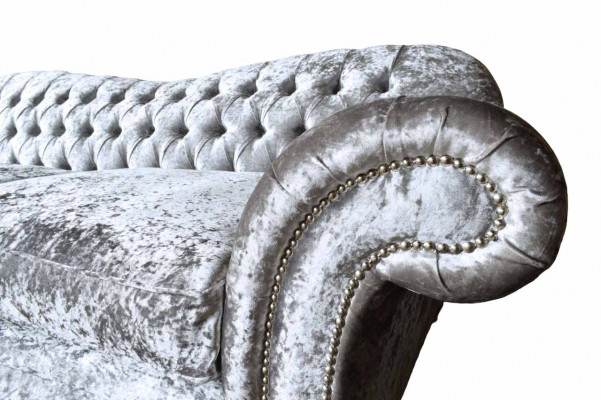 Chesterfield pohovka textilní samet pohovka nábytek design 3místná fialová
