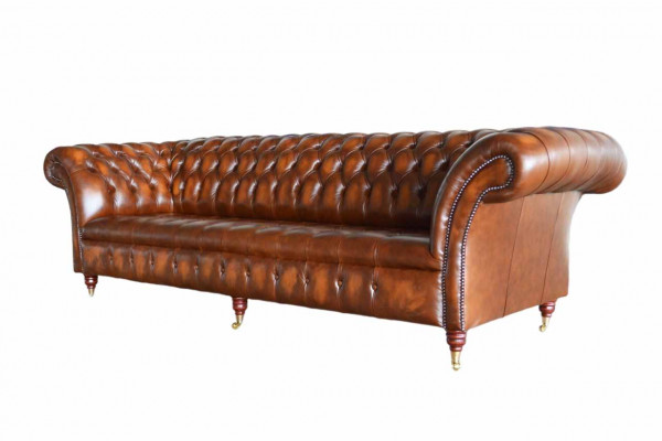 Pohovka 4místná v designu Chesterfield Luxus Sofa, nová hnědá