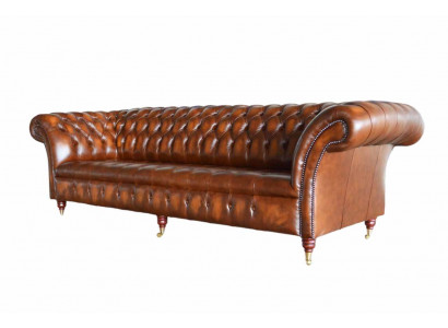 Pohovka 4místná v designu Chesterfield Luxus Sofa, nová hnědá