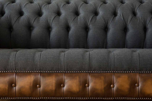 Design černá pohovka 3místná Chesterfield látková pohovka nová