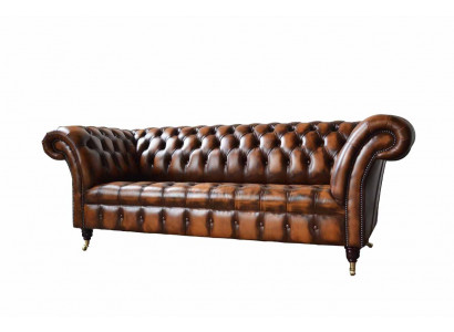 Chesterfield 3místná pohovka kožená pohovka Pohovka Čalouněná sedačka Hnědá Pohovky Nové