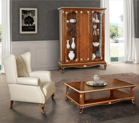 Klasická vitrína Nábytek Obývací set Skříň s konferenčním stolekem Vitrína Itálie