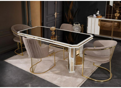 Luxus jídelní set skupina stůl židle Beige 7ks