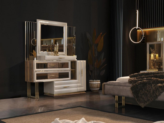 Toaletní stůl Toaletní stolek Toaletní konzola Konzolový stůl Beige Dívka