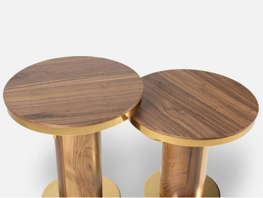 2x kulatý konferenční stolek hnědý obývací pokoj, moderní designový konferenční stolek.