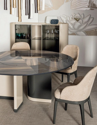 Jídelna Kuchyňský stůl Jídelní stůl židle Jídelní stůl sklo Design Vitrína Nový 5 dílný