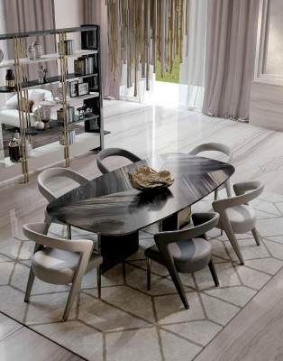 Design luxusní nábytek z Itálie Jídelní místnost Bizzotto Set Stůl Židle 6x sad