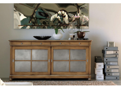 Komoda Jídelní stolek Sideboard Hnědé Masivní dřevo Skříň Nábytek Komody