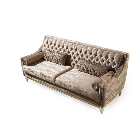 Beige Chesterfield sofa set 4+3 seater Stylish armchair Design Set