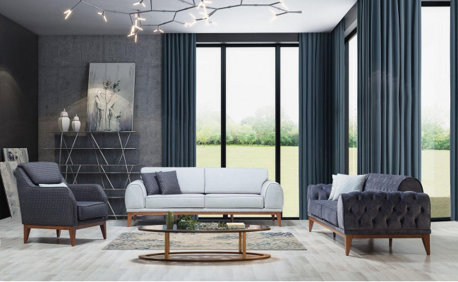 Moderní sedací souprava designérská třísedák jednosedák luxusní 3-místný křeslo