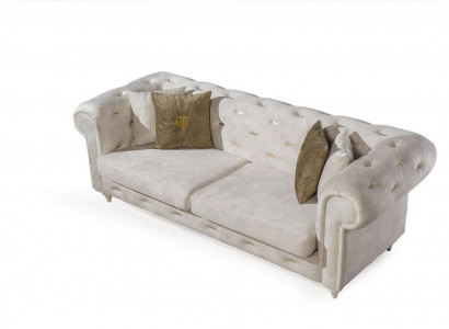 Bílá 2místná designérská pohovka Chesterfield Luxury Living Room 2-sedadlo.