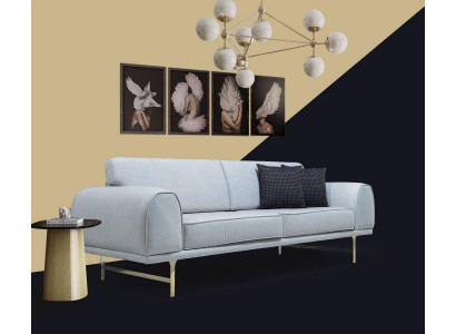 Šedá moderní 3-místná designerová pohovka do obývacího pokoje luxusního provedení
