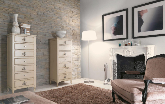 Komoda Vitrína Sideboard Bílá Skříně z masivního dřeva Nábytek Komody