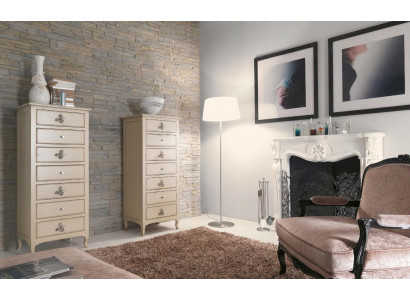 Komoda Vitrína Sideboard Bílá Skříně z masivního dřeva Nábytek Komody