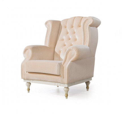 Bílé retro křeslo Chesterfield jednosedák bárové křeslo obývací pokoj 1-sedák