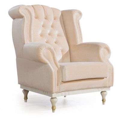 Bílé retro křeslo Chesterfield jednosedák bárové křeslo obývací pokoj 1-sedák