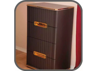 Komoda se 4 zásuvkami Sideboard hnědé zlato dřevěná skříň ložnice
