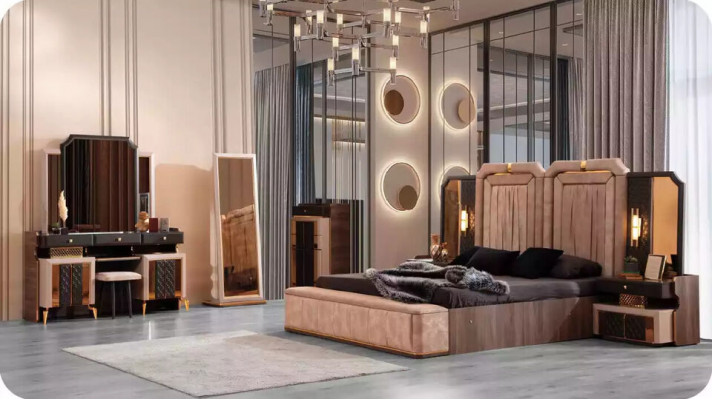 Luxus komoda sideboard hnědá zlatá dřevěná skříň šatny komody