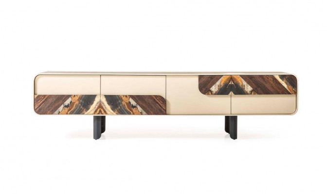 TV stojan RTV Lowboard Sideboard Drevený Beige obývací pokoj Stěnová jednotka nábytek