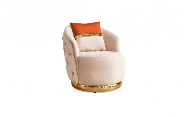 Design Sitzer Luxus béžová židle Relax Textil s nerezovou ocelí Sessel Club