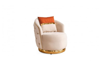 Design Sitzer Luxus béžová židle Relax Textil s nerezovou ocelí Sessel Club