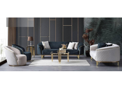Designer Sofa Set 4 kusy Obývací sestava 3místná pohovka Křeslo Moderní design