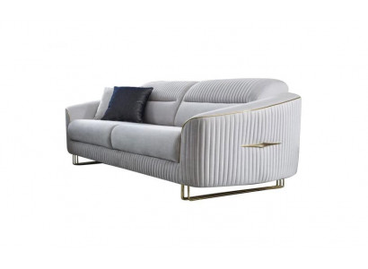 Tří sedačková pohovka bílá látková sedací souprava Design Moderní Nová