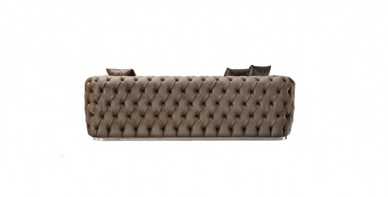 Pohovka 3místná potažená hnědým textilním potahem designová pohovka moderní Chesterfield