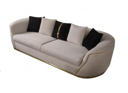 Pohovka 3místná designový nábytek bílý textil Relax moderní 235 cm.