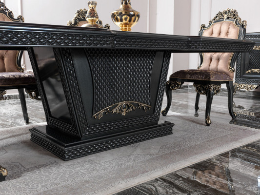 Jídelní skupina jídelna Jídelní stůl židle Dřevo Sada 12 kusů šedá Baroko Jídelní skříň