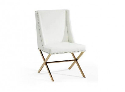 Bílá jídelní židle designér textilní nábytek nerez ocel kov jednosedadlo