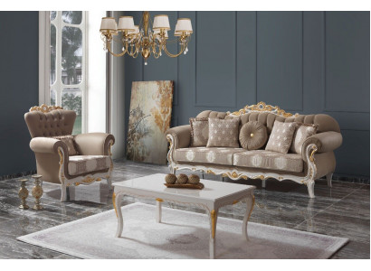 Couch set pohovka set potahová pohovka látková pohovka třísedadlová hnědá sofa