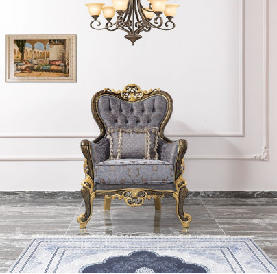 Sofa Chesterfield Sedací souprava Modrá Třísedák Sedačka Set