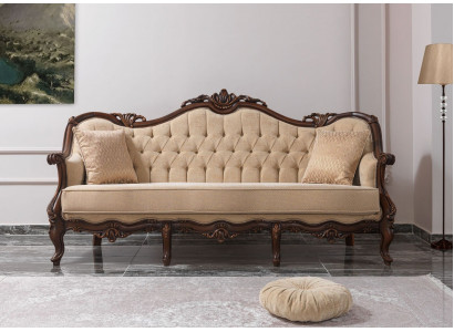 Třísedák - 3místná látková pohovka Chesterfield Beige 235cm