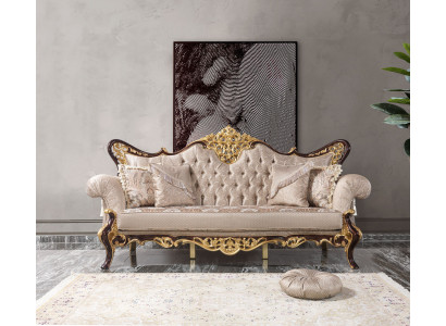 Třísedák 3-sedačka Potahová lůžka Beige Barokní Polyester