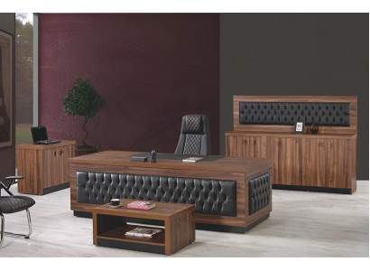 Luxusní kancelářský nábytek Kancelářská sestava Psací stůl Set 4 díly Dřevo Hnědá